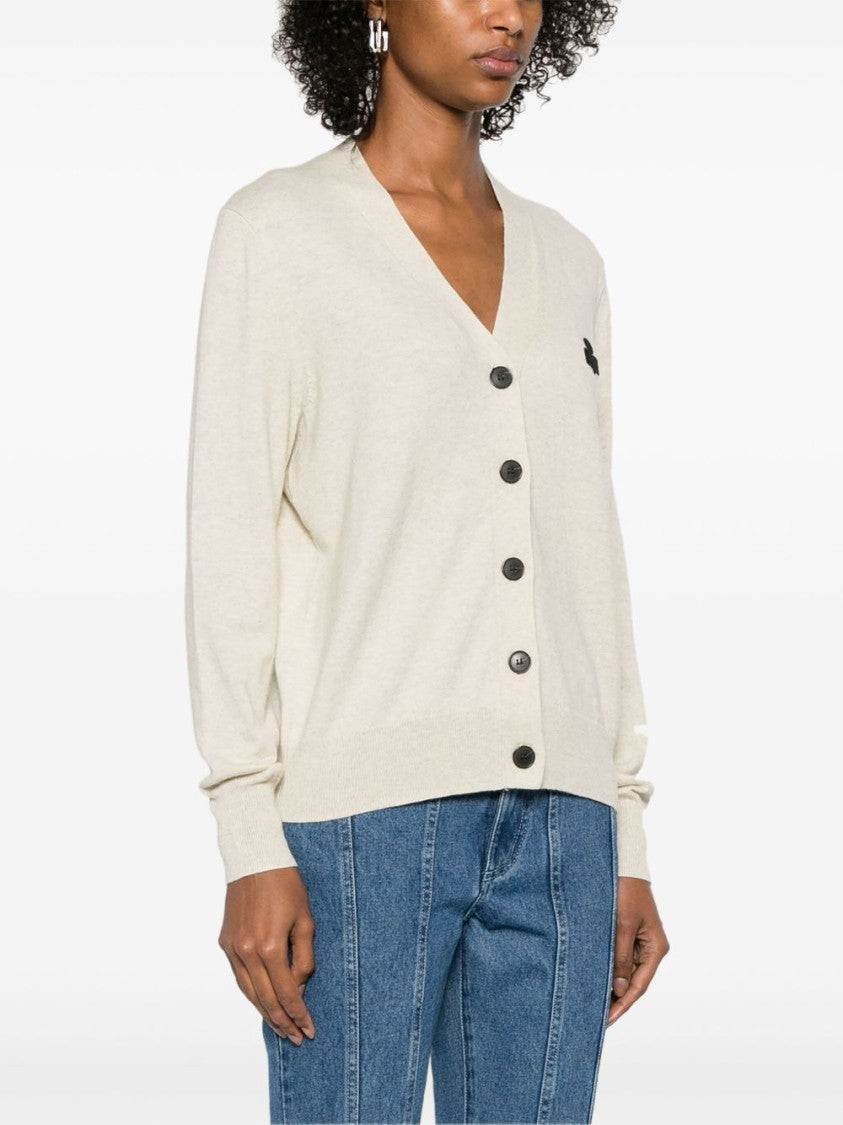 Isabel Marant Étoile Light Beige Knit Sweater With V-Neckline And Button-Down Front