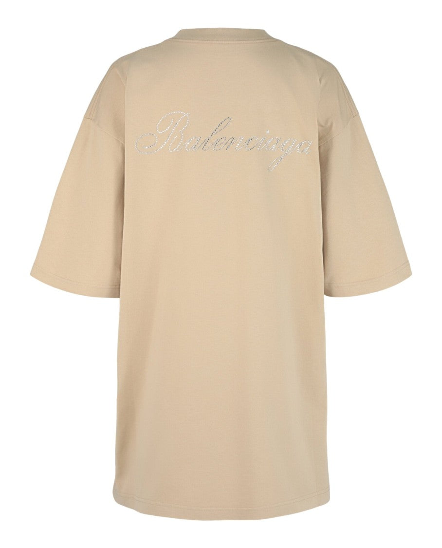 Balenciaga Handwritten Logo Crystal-Embellished T-Shirt