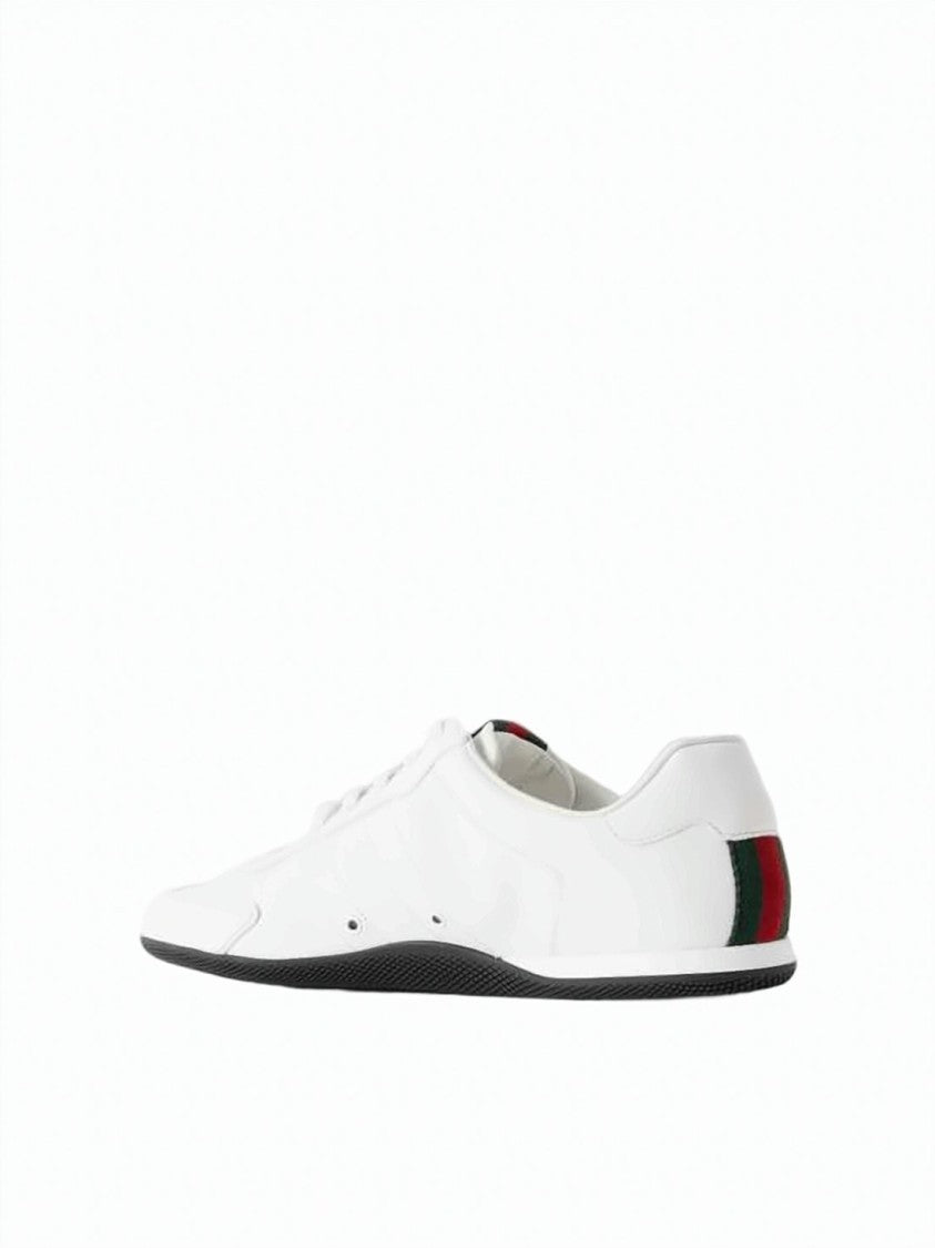 Gucci Smooth Leather Sneakers With Red