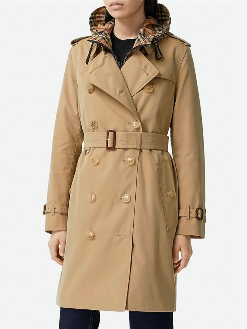 Burberry Double-Breasted Trench Coat With Distinctive Check Hood