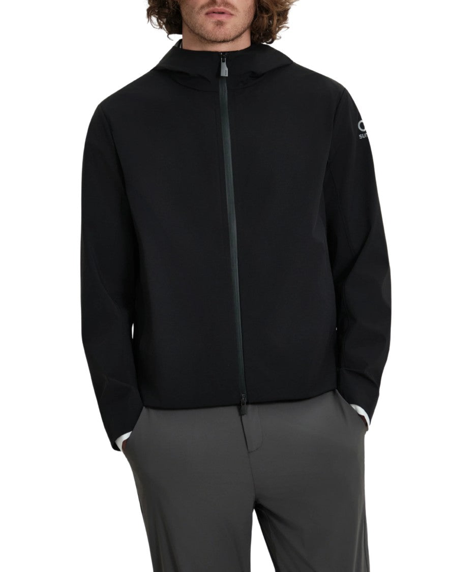 Suns Black Waterproof Breathable Tech Nylon Windbreaker