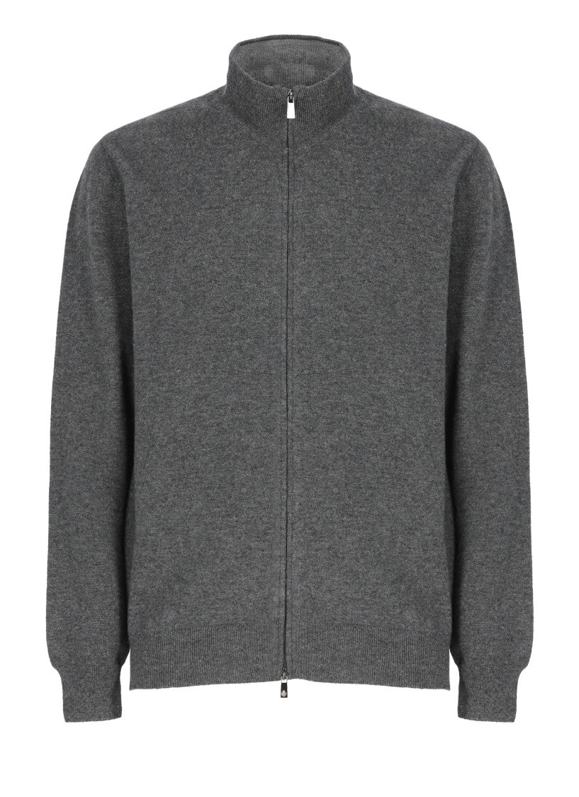 Della Ciana Grey Wool-Blend Zip-Through Knit