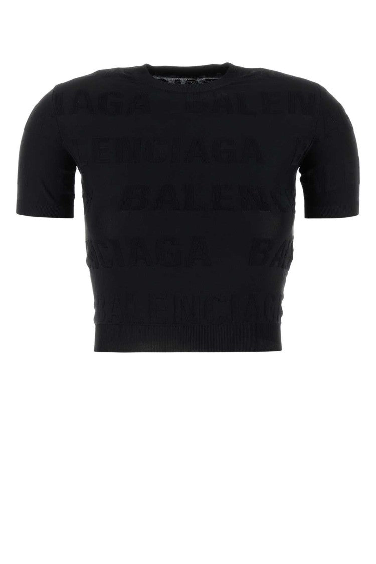 Balenciaga Black Stretch Viscose Blend T-Shirt