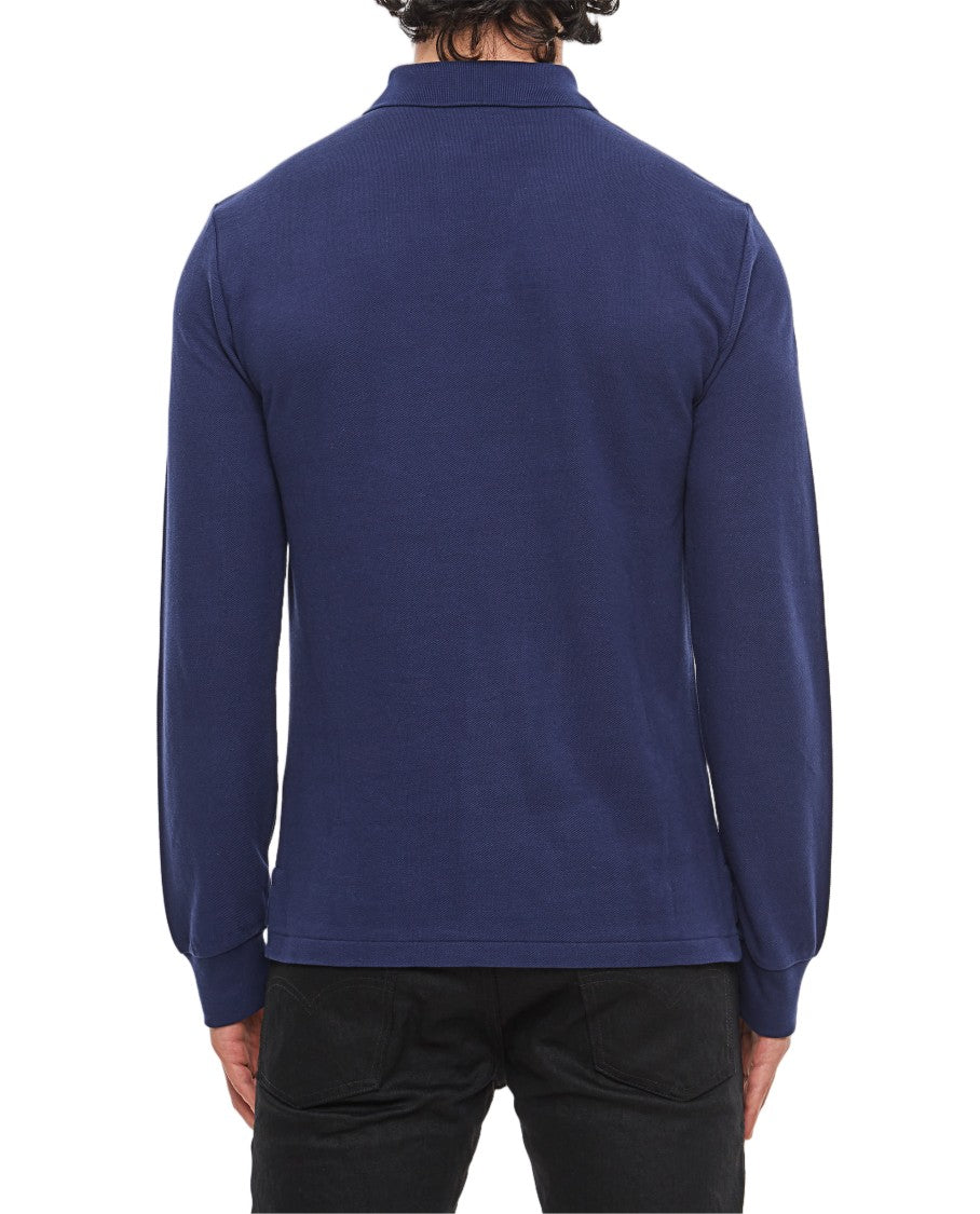 Polo Ralph Lauren Long Sleeve Polo With Ribbed Collar And Embroidered Pony