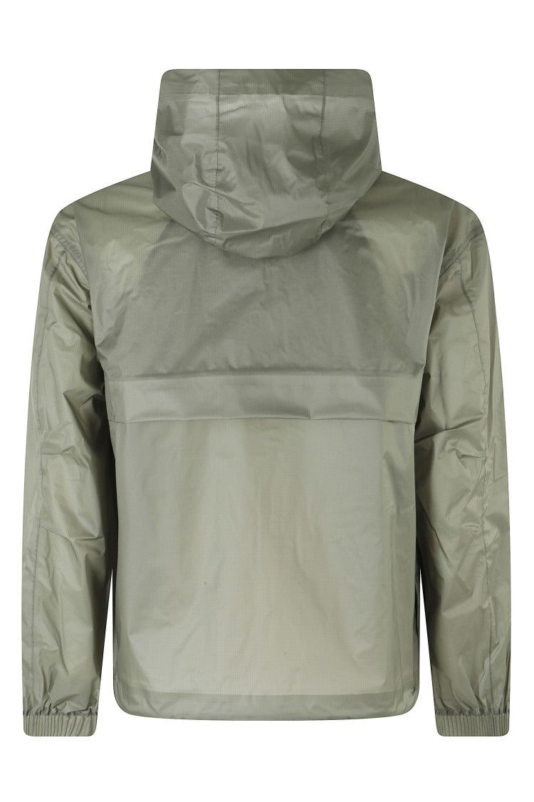 K-Way Green Clad Extra Light Hooded Front Zip Nylon Jacket