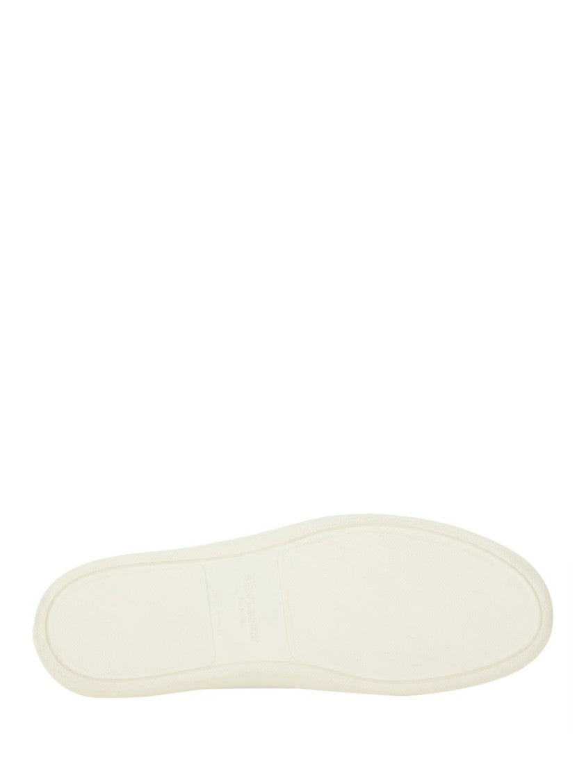 Saint Laurent Gym Gold Logo Low-Top Smooth Leather Sneakers