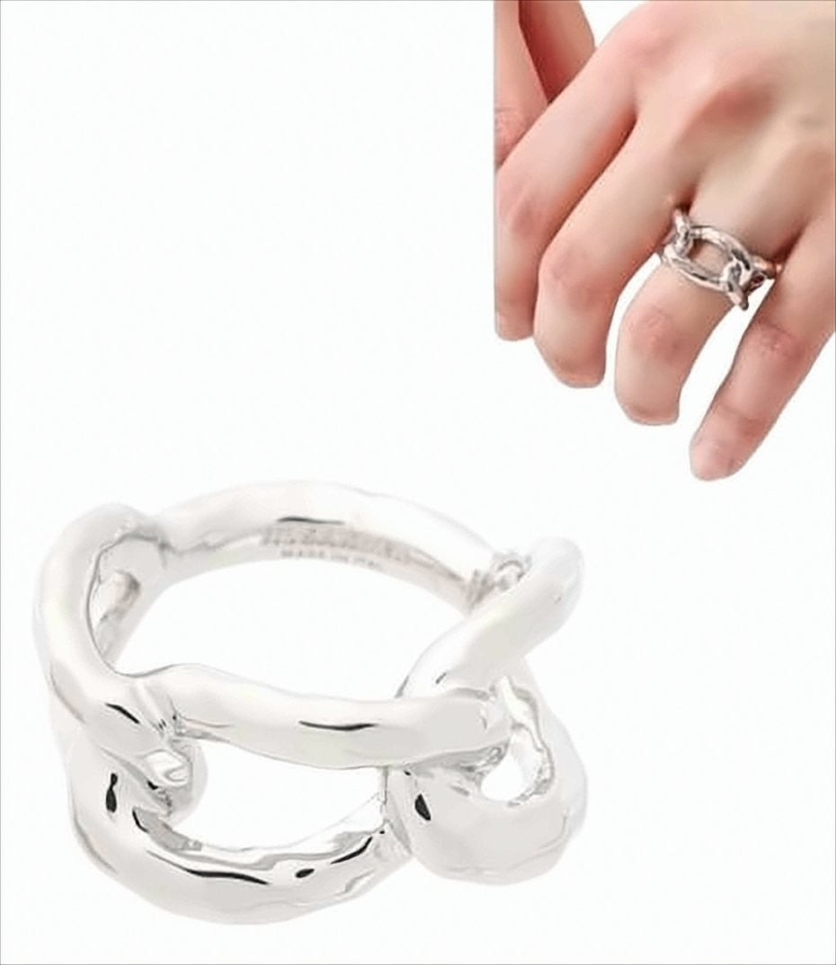 Jil Sander Sculptural Interlocking Chain-Link Silver Ring
