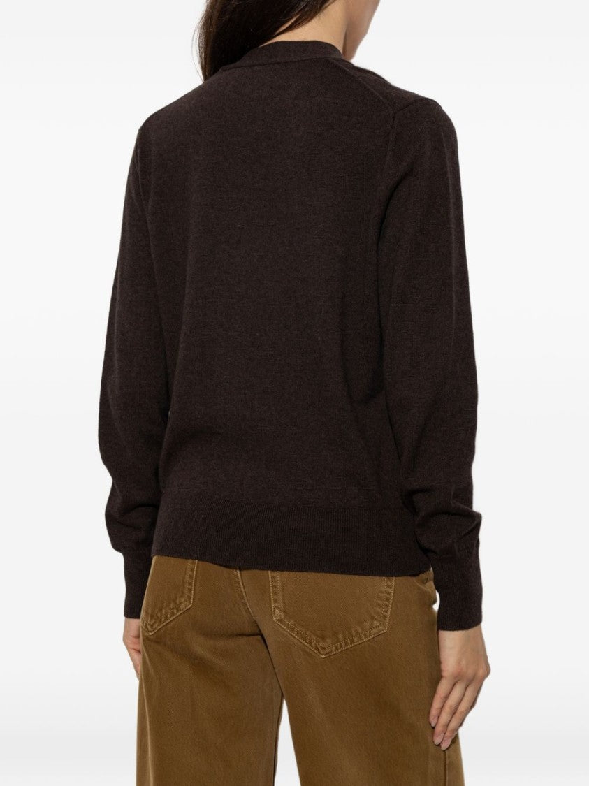 Isabel Marant Étoile V-Neck Knit Sweater With Button-Down Front And Embroidered Logo