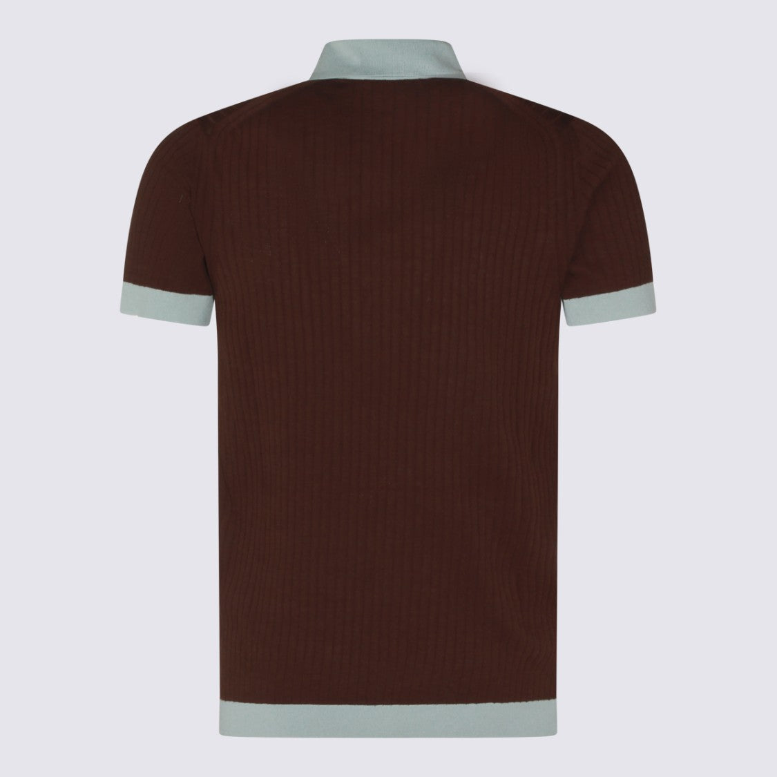Malo Ribbed Polo Shirt With Mint Green Accents