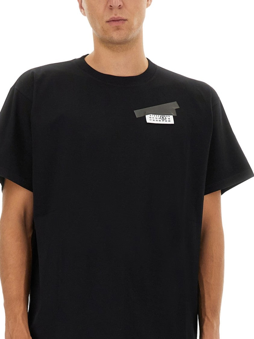 Mm6 By Maison Margiela Black Relaxed-Fit T-Shirt With Logo Patch