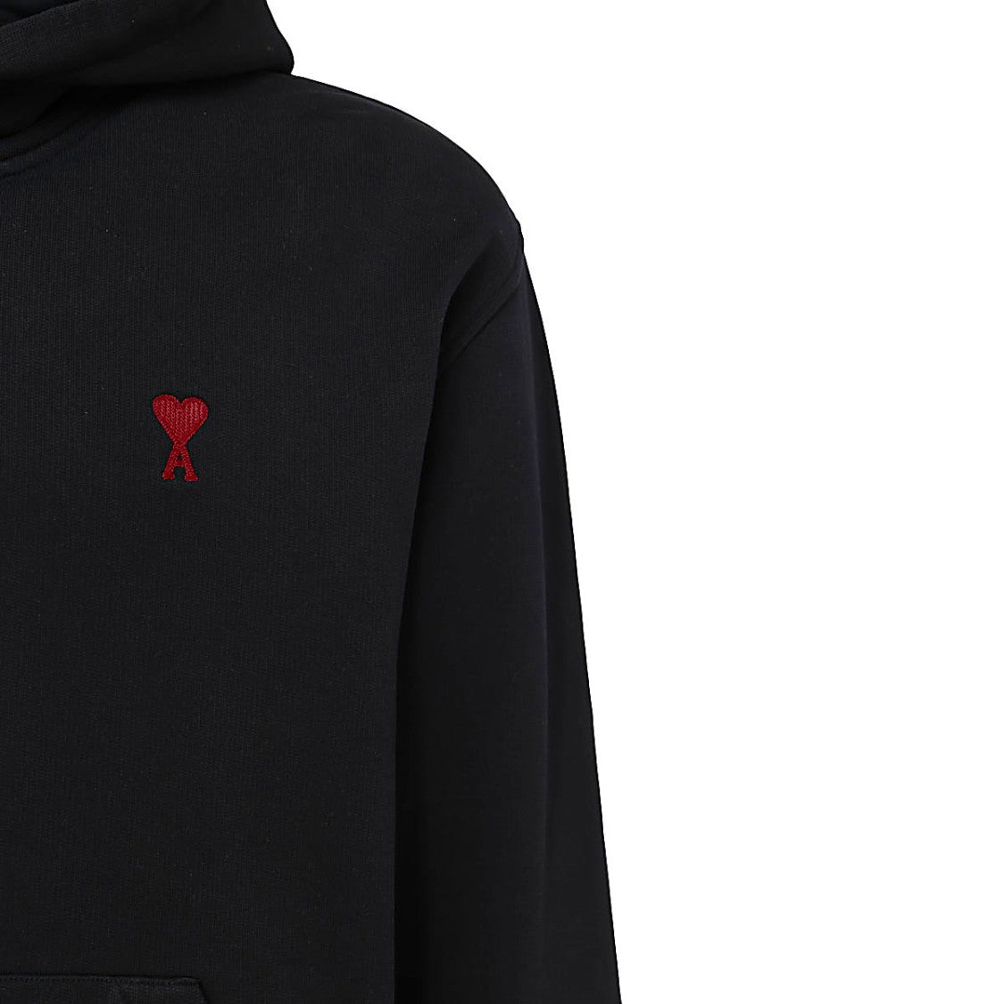 Ami Paris Hooded Black Cotton Sweatshirt With Minimalist Logo