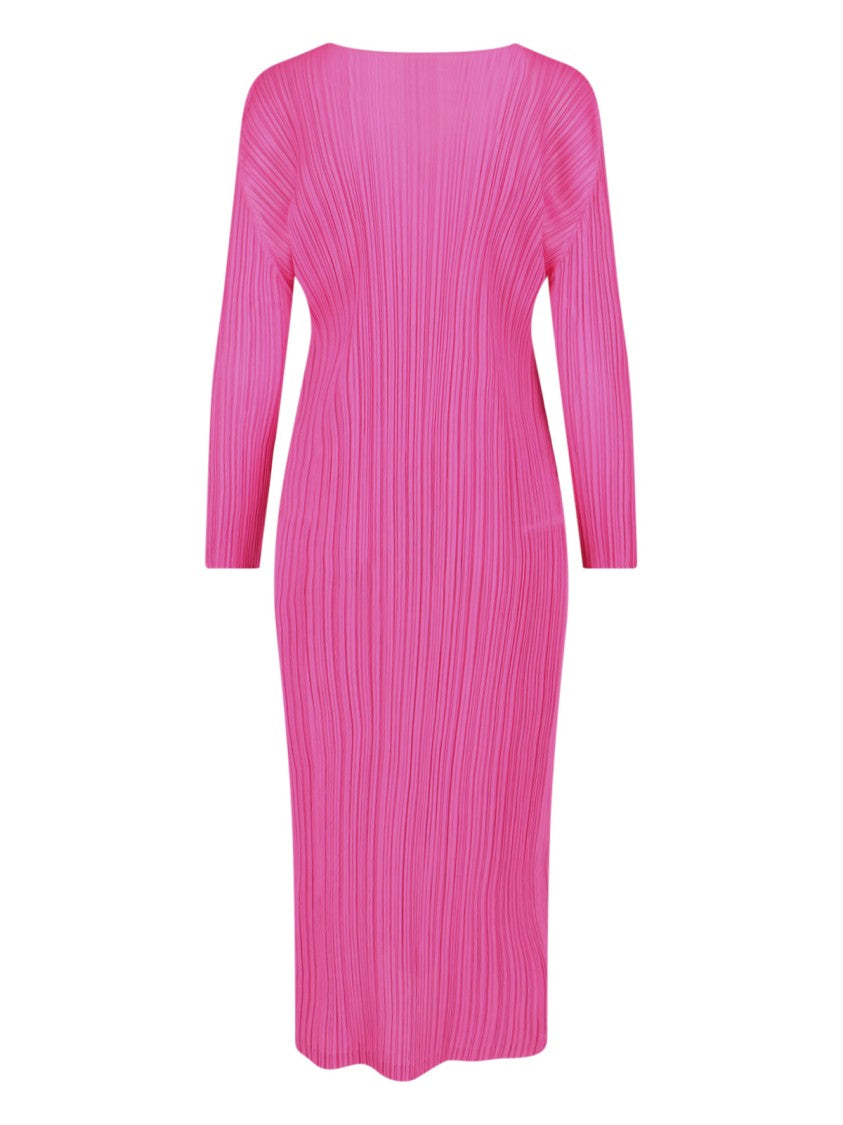 Pleats Please Pink Pleated Midi Dress