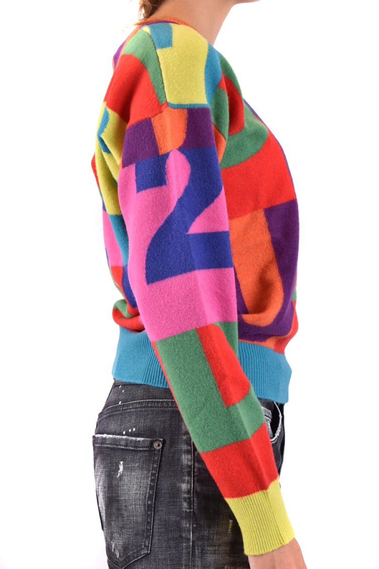 Dsquared2 Patchwork Knit Sweater With Contrasting Ribbed Details
