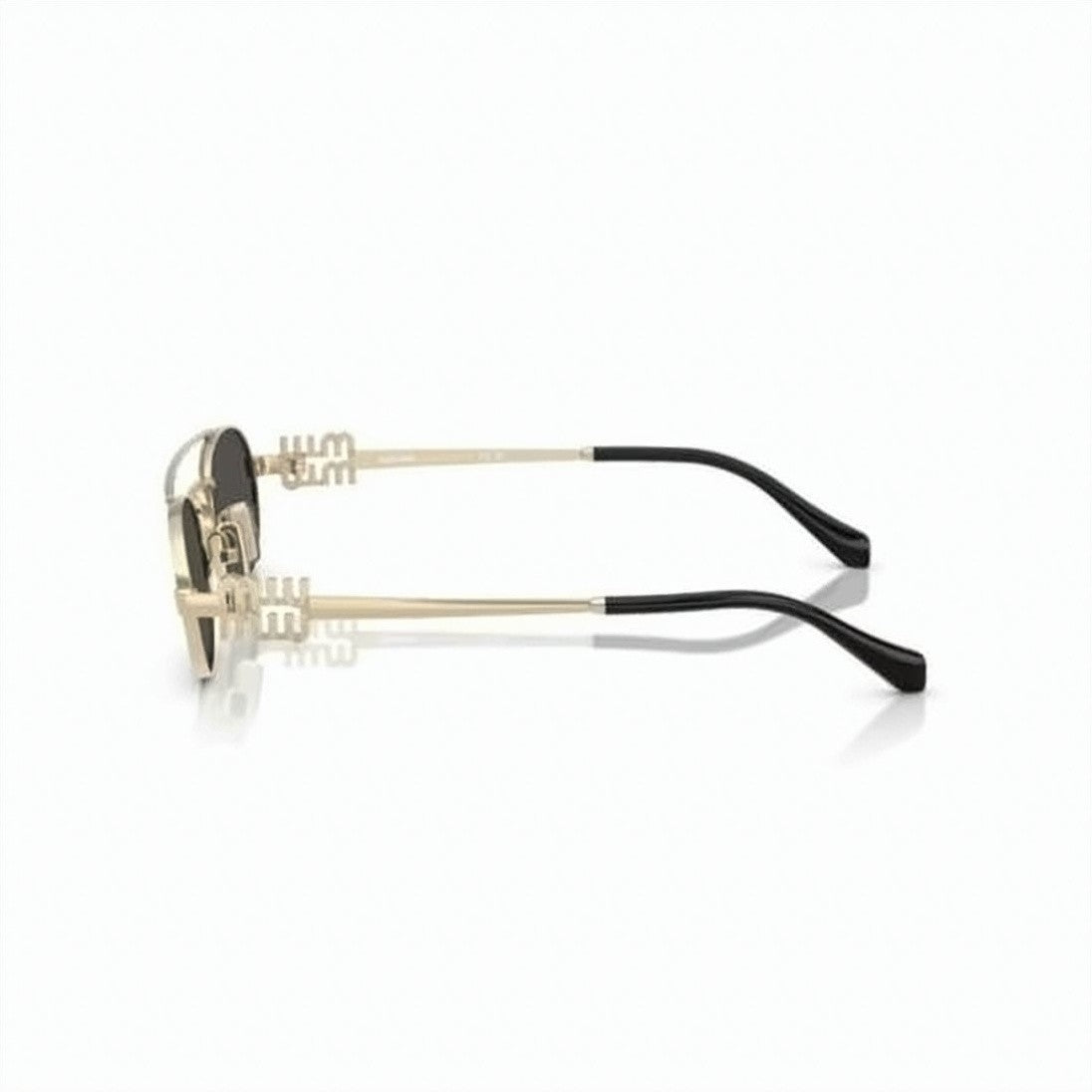 Miu Miu Oval Gold Metal Frame Sunglasses With Geometric Temples
