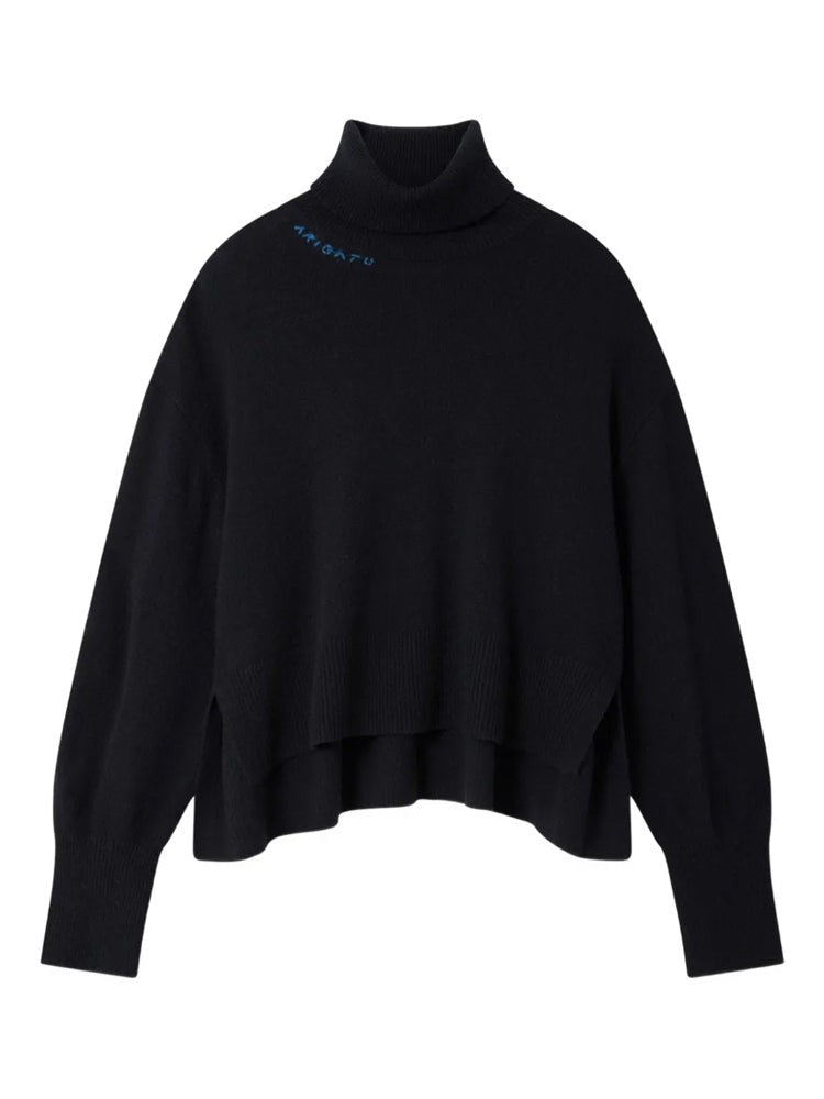 Axel Arigato High Neck Sweater With Ribbed Hem And Embroidered Detail