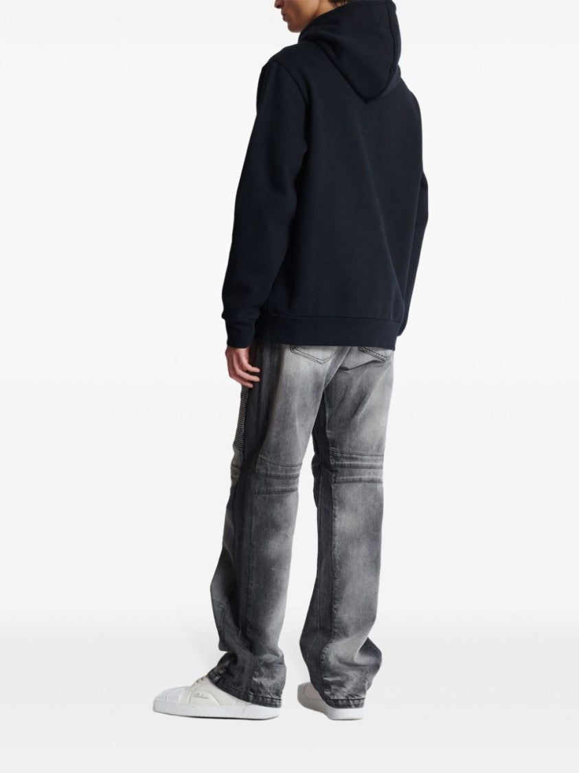 Balmain Black Bold Logo Print Hoodie