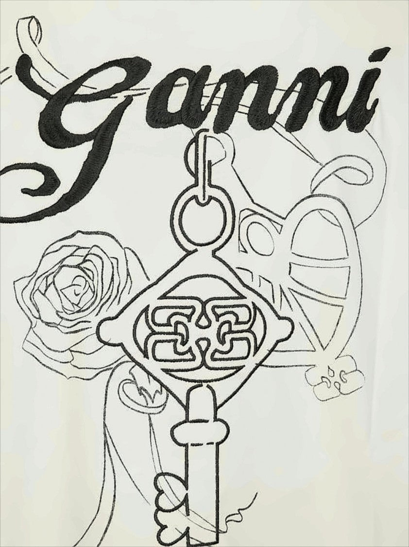 Ganni Relaxed Fit Long-Sleeve Shirt With Intricate Artwork