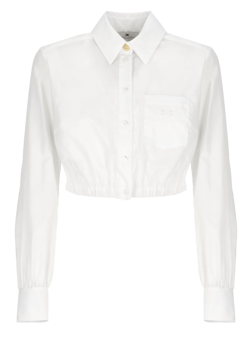 Elisabetta Franchi White Cotton Cropped Shirt