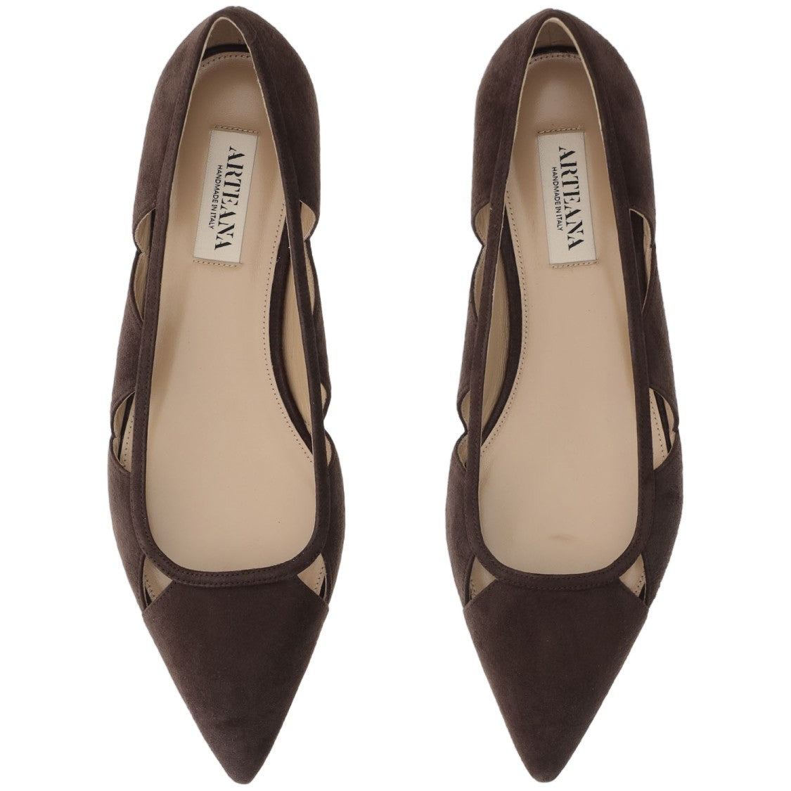 Arteana Savona Suede Flats With Geometric Cutouts And Tapered Toe