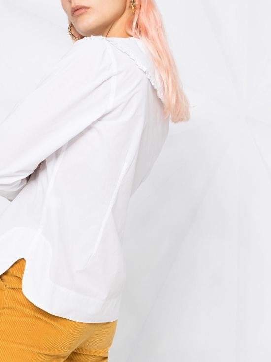 Ganni Rounded Collar White Blouse