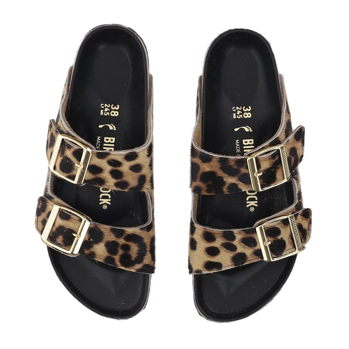 Birkenstock Arizona Ponyskin Sandals With Adjustable Straps And Animal Print