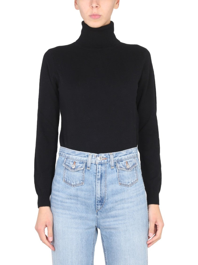 Ballantyne Fitted Long-Sleeve Turtleneck With Cross-Neck Design