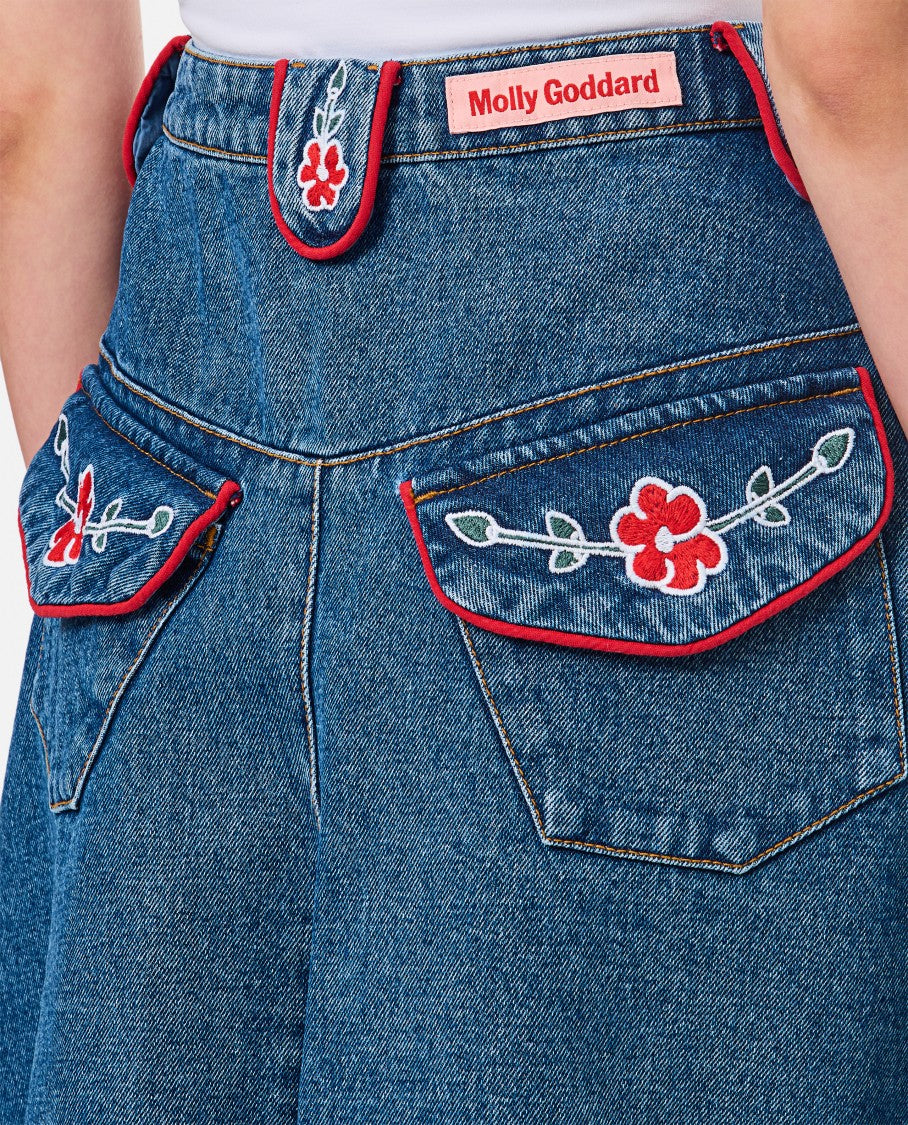 Molly Goddard Abi Denim Miid Skirt