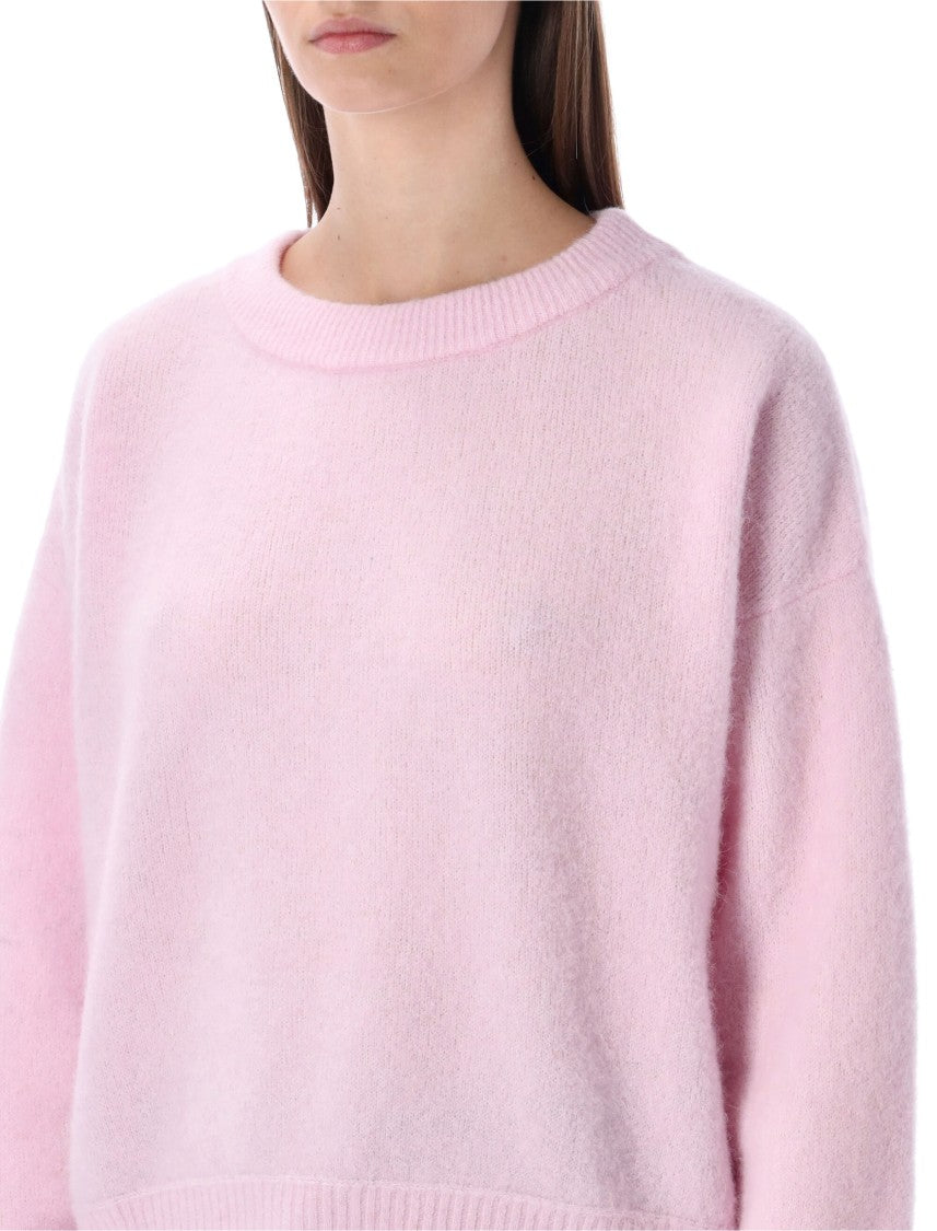 American Vintage Pastel Pink Vito Crewneck Fuzzy Wool Sweater