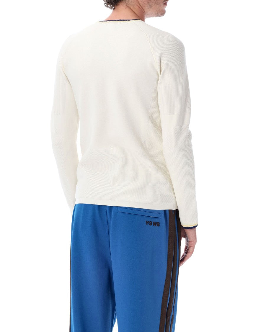Adidas X Y-3 White Ribbed Long-Sleeve Knit Top