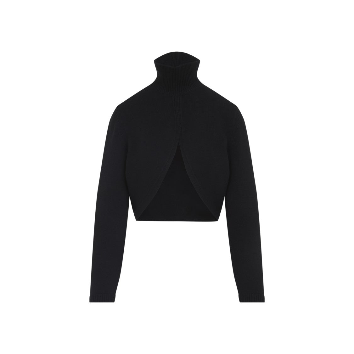Alaïa Cropped Cashmere Sweater With Turtleneck And Layered Design