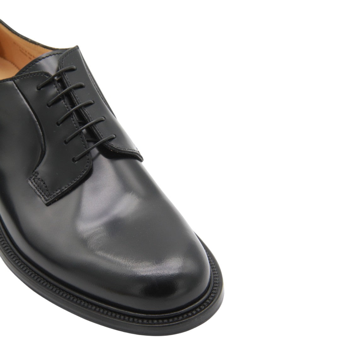 Mille885 Polished Black Flat Shoes With Rounded Toe