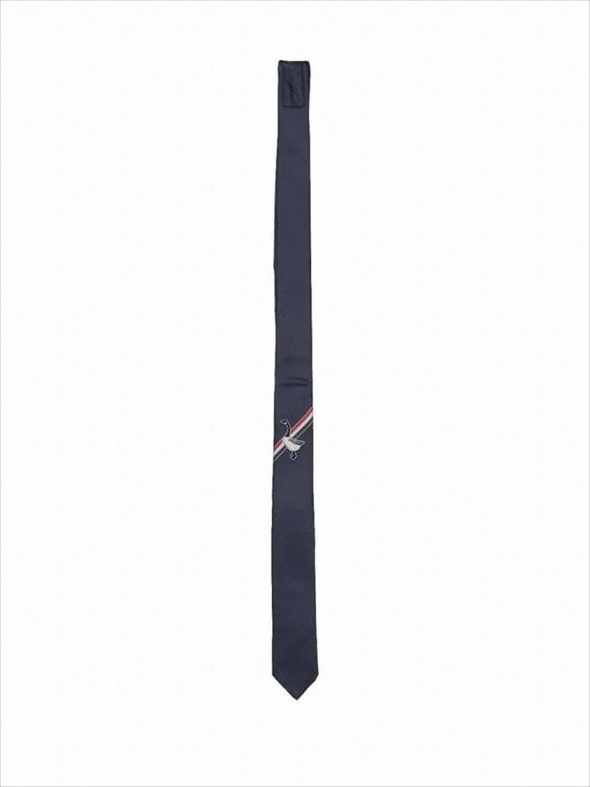 Thom Browne Slim Silk Necktie With Subtle Diagonal Stripe Detail
