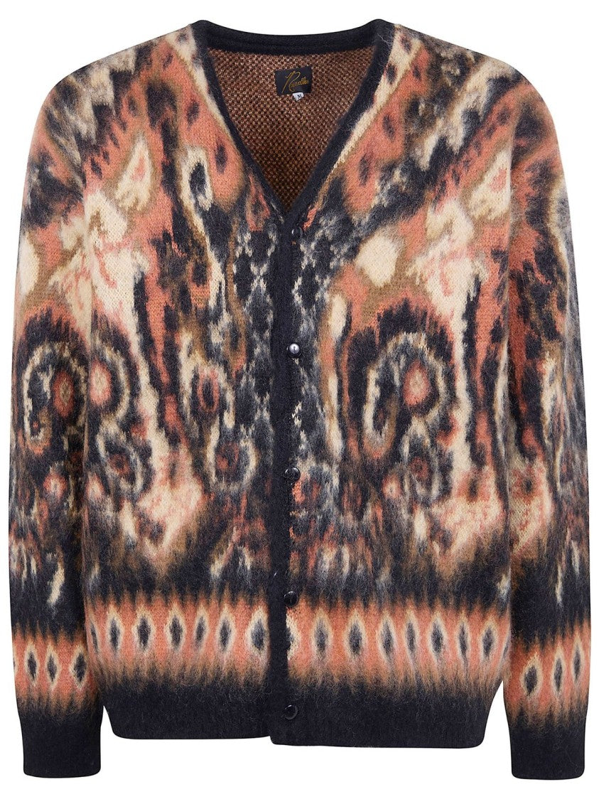 Needles Paisley Pattern Mohair Cardigan With V-Neckline