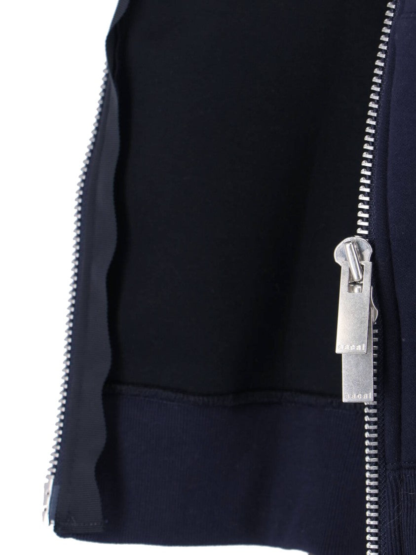 Sacai Navy/Green Double Zip Fabric Hoodie
