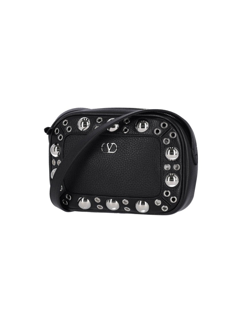 Valentino Garavani Compact Black Bag With Textured Exterior