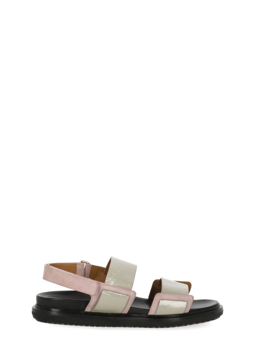 Marni Grey Rear Belt Smooth Leather Sandals