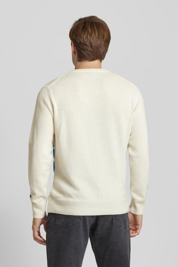 Mc2 Saint Barth Cream Crans Graphic Wool-Blend Sweater