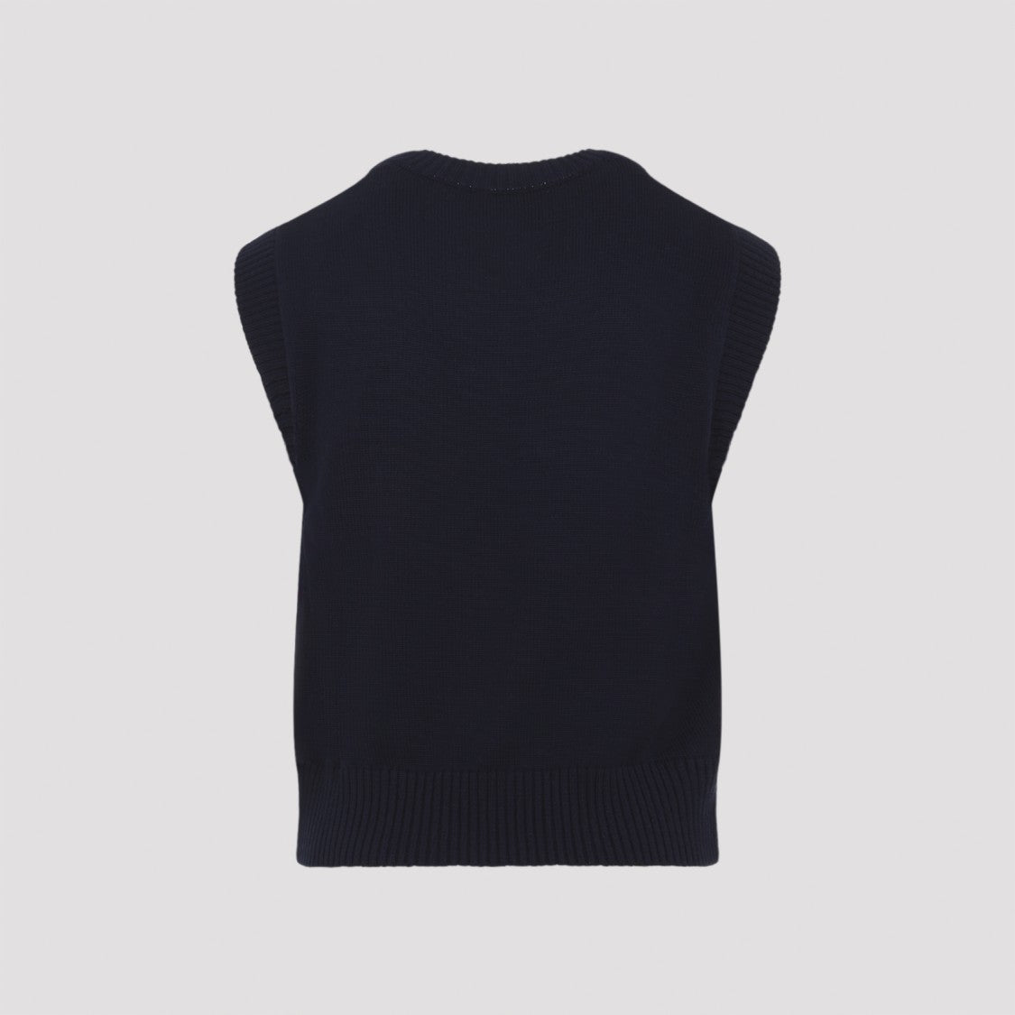 Ami Paris Sleeveless Knit Vest With Deep V-Neckline
