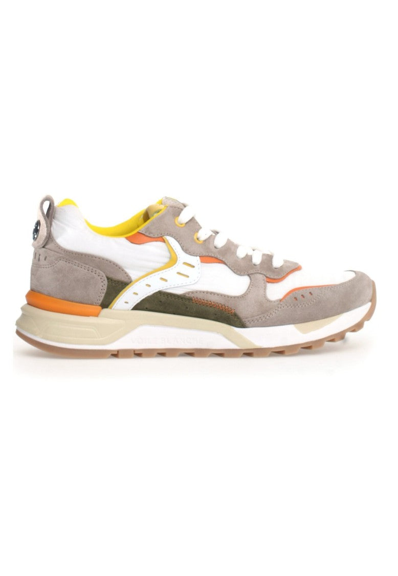 Voile Blanche Beige Suede Sneakers Olive Green Orange