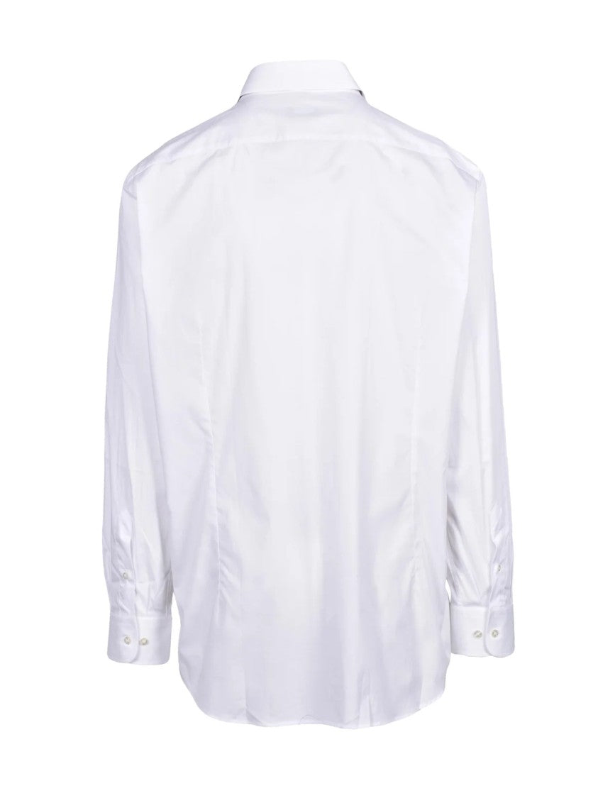 Etro White Stretch Cotton Slim-Fit Shirt