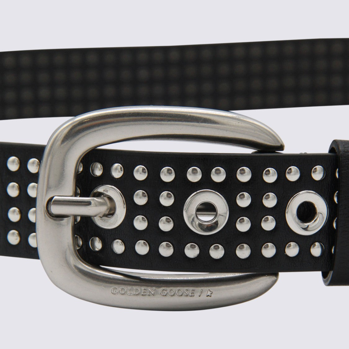 Golden Goose Edgy Black Belt With Silver Studs