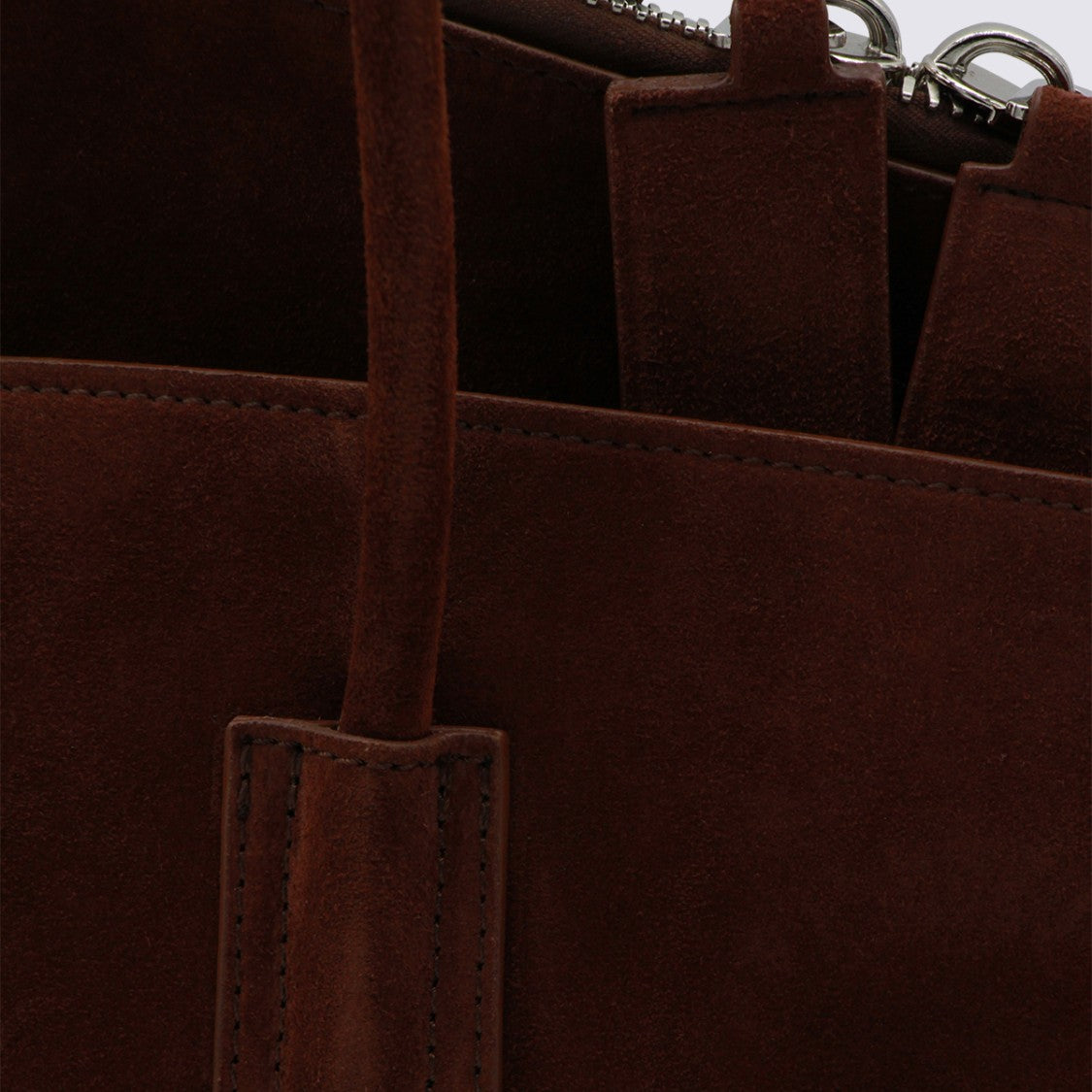 The Attico Soft Brown Suede Handbag With Zippered Closure