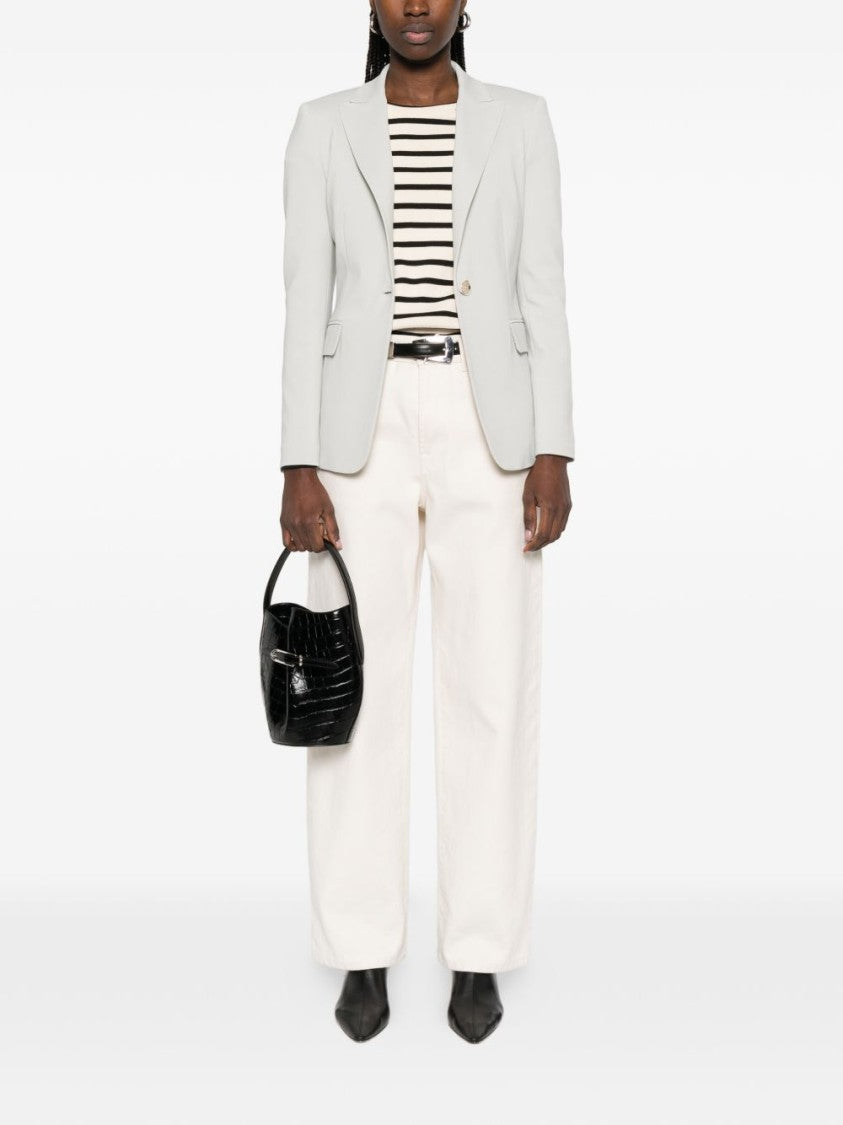 Pinko Tailored Grey Blazer With Notched Lapels And Flap Pockets