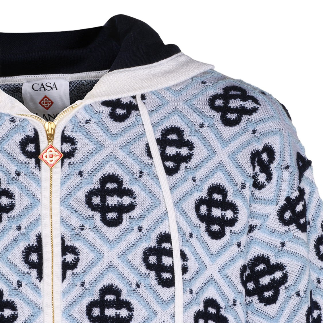 Casablanca Textured Knit Zip-Up Sweater With Hood