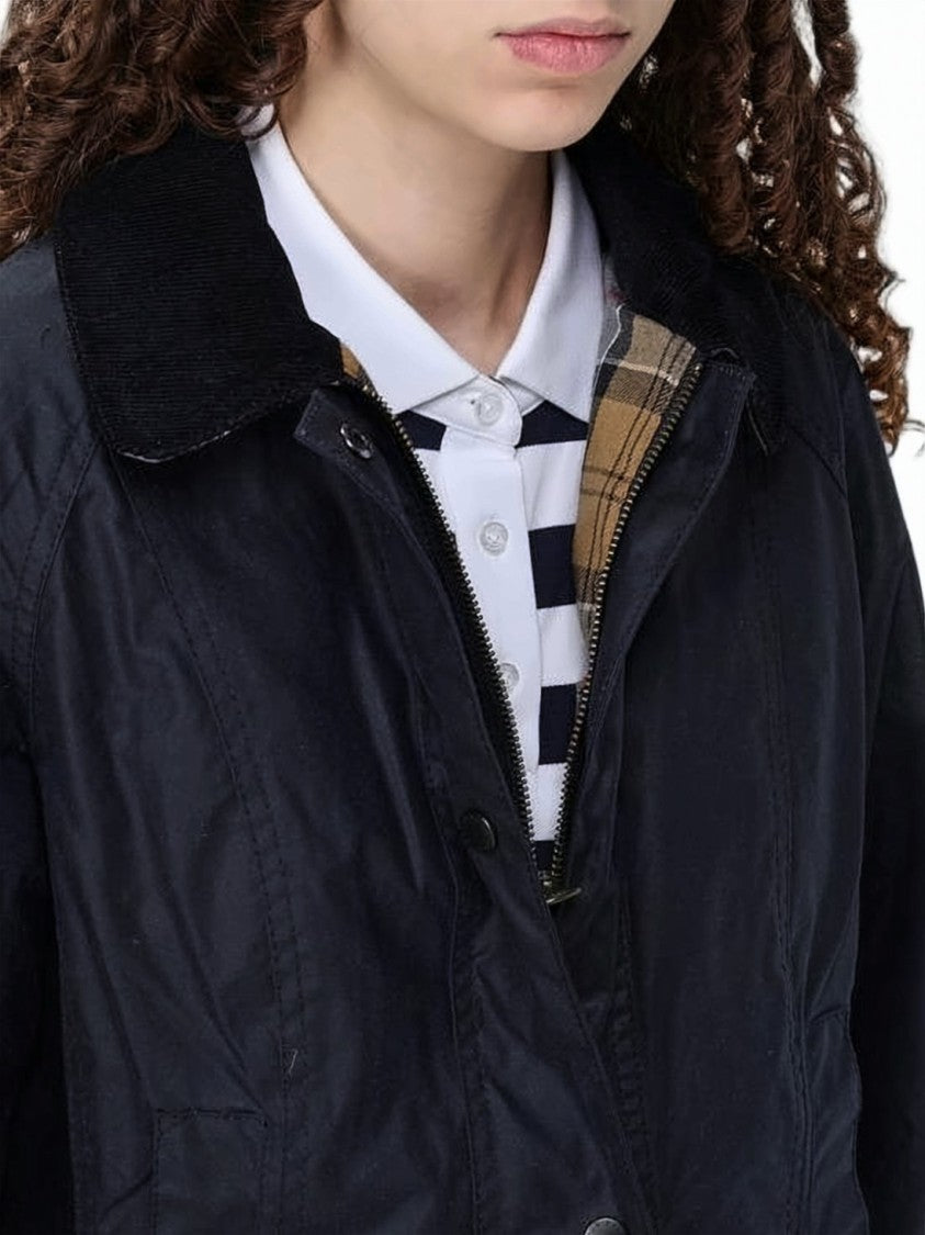 Barbour Matte Finish Waxed Cotton Jacket With Corduroy Collar