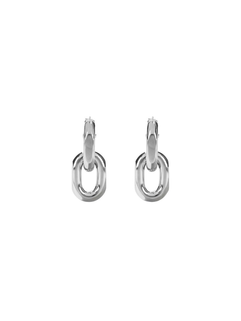 Rabanne Polished Silver Xl Link Earrings With Butterfly Closure