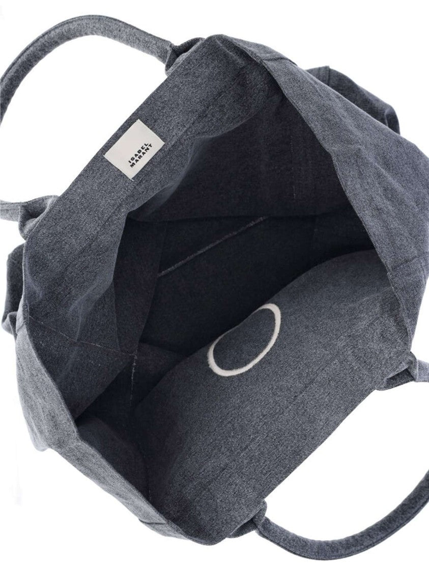 Isabel Marant Grey Cotton Tote Bag With Embroidered Logo