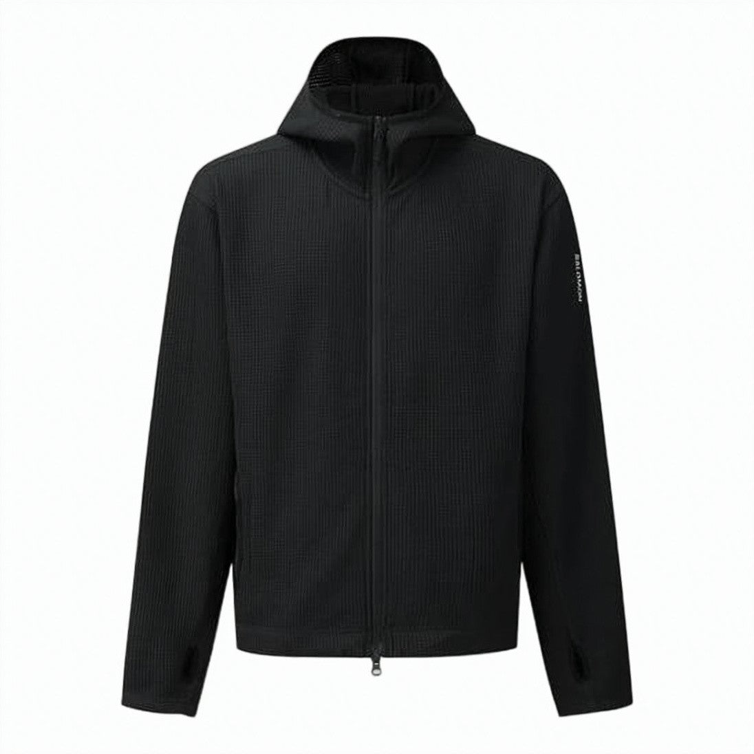 Salomon Textured Black Jacket With Hood And Thumb Holes