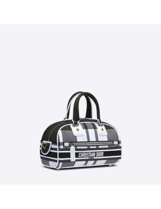 Dior Structured Checkered Tote Bag With Silver-Tone Hardware