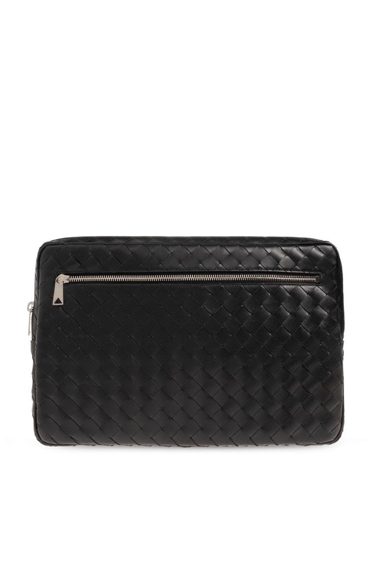 Bottega Veneta Woven Leather Clutch With Zip Closure
